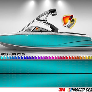 Aqua Printed Brushed Aluminum Pattern Graphic Boat Vinyl Wrap Fishing Pontoon Sea Doo Water Sports Watercraft etc.. Boat Wrap Decal