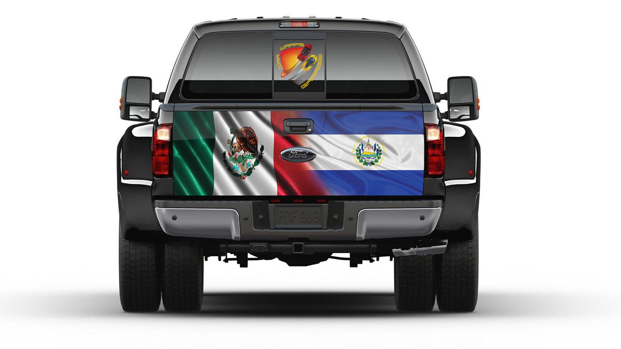 Mexican and El Salvador Flag Tailgate Truck Bed Decal