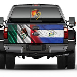 Mexican and El Salvador Flag Tailgate Wrap Vinyl Graphic Decal Sticker Trucks Campers