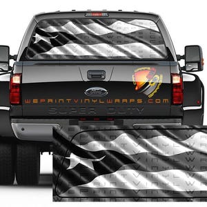 Puerto Rico Flag Black and White Bandera de Puerto Rico Blanca y Negra Rear Window Perf Graphic Decal Sticker Trucks Cars Campers