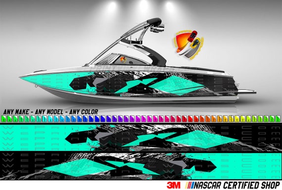Aqua Hexagons Graphic Vinyl Boat Wrap Decal Fishing Bass Pontoon Sportsman  Console Bowriders Deck Boat Watercraft Etc.. Boat Wrap Decal -  Canada