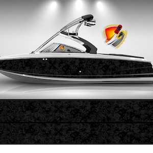 Black Digital Camo Graphic Vinyl Boat Wrap Decal Fishing Bass Pontoon Sportsman Tenders Console Bowriders  Watercraft etc.. Boat Wrap Decal