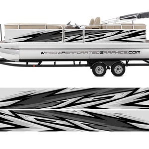 Gray, White and Black Hexagons Abstract Graphic Vinyl Boat Wrap Decal Fishing Pontoon Sportsman  Console Bowriders etc.. Boat Wrap Decal