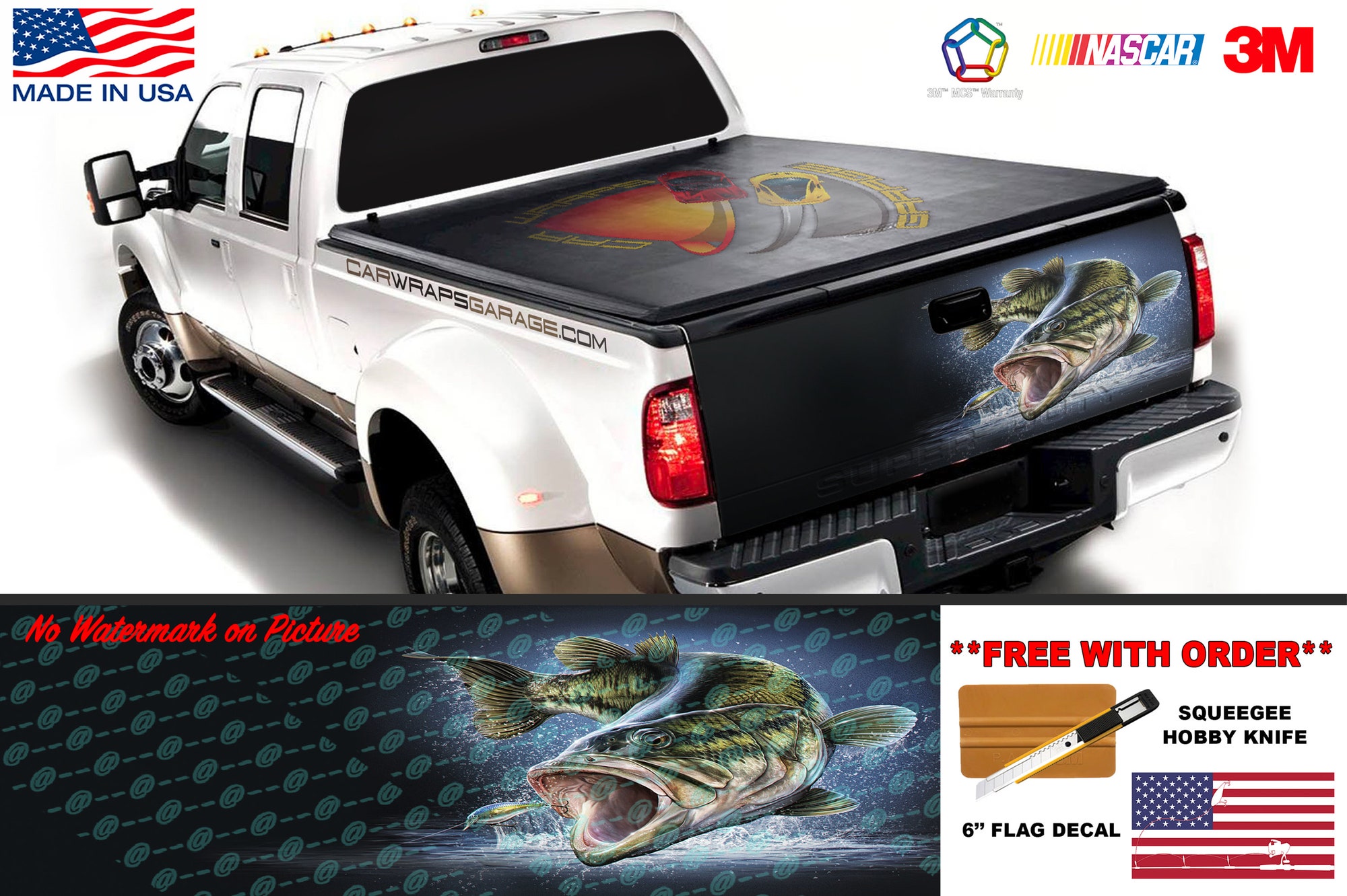 Bass Seabass Fish Tailgate Truck Bed Decal