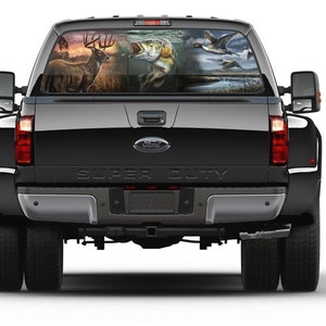 Hunting Deer  BASS Fishing  DUCK Rear Window Perforated Vinyl Graphic Decal Sticker Trucks Cars Campers
