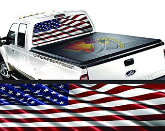 AMERICAN FLAG Rear Window Graphic Perforated Decal Vinyl Pickup Truck Patriotic