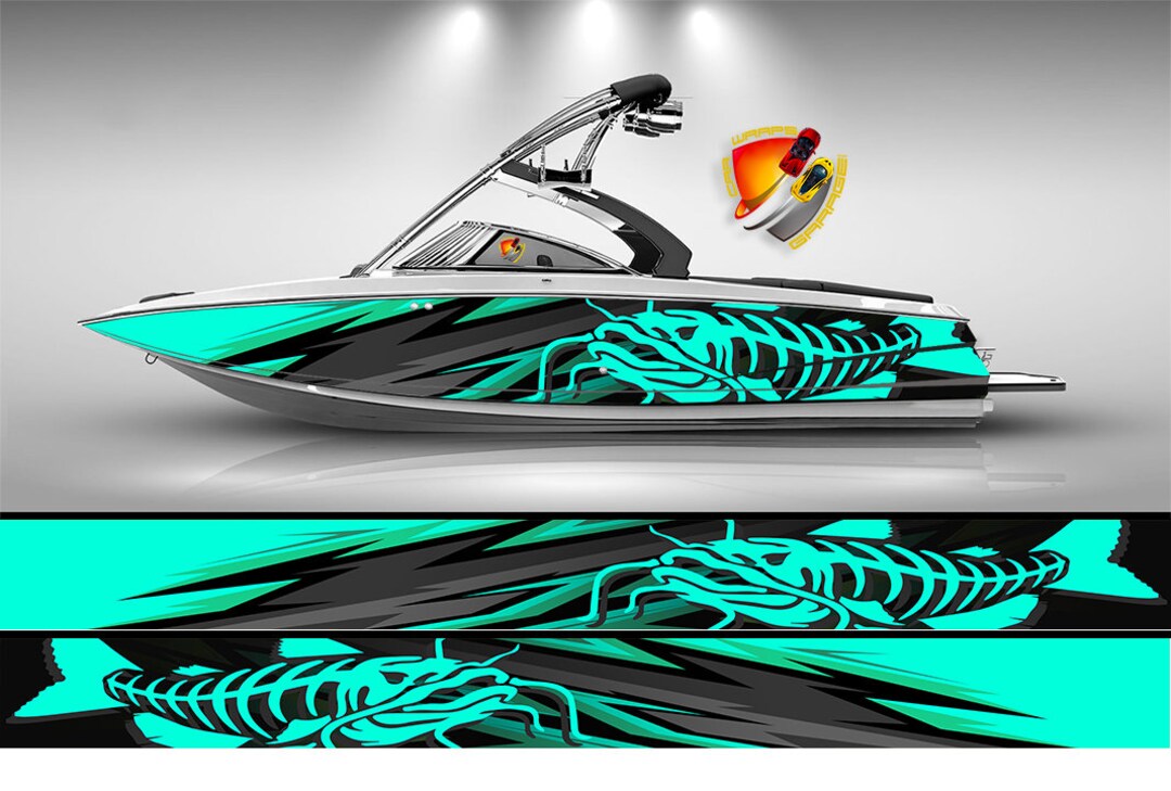 Catfish Aqua Graphic Vinyl Boat Wrap Fishing Pontoon Sportsman Sea