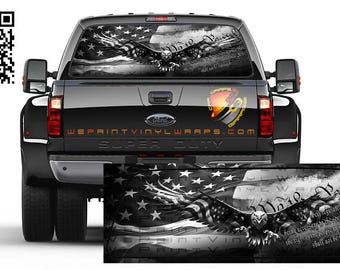 Amerikanische Flagge Schwarz und Weiß Wir, Die Leute Vaterländischer Fliegender Adler Heckscheibe Perforierter Grafikaufkleber Lastwagen Autos Camper