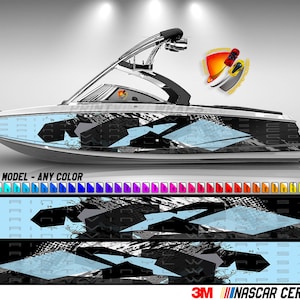 Sky Blue Hexagons Graphic Vinyl Boat Wrap Decal Fishing Pontoon Sportsman Console Bowriders Deck Boat Watercraft etc.. Boat Wrap Decal
