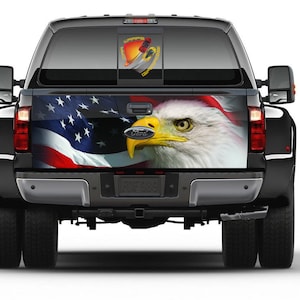 American Flag Eagle  Patriotic Tailgate Wrap Vinyl Graphic Decal Sticker Trucks Cars Campers