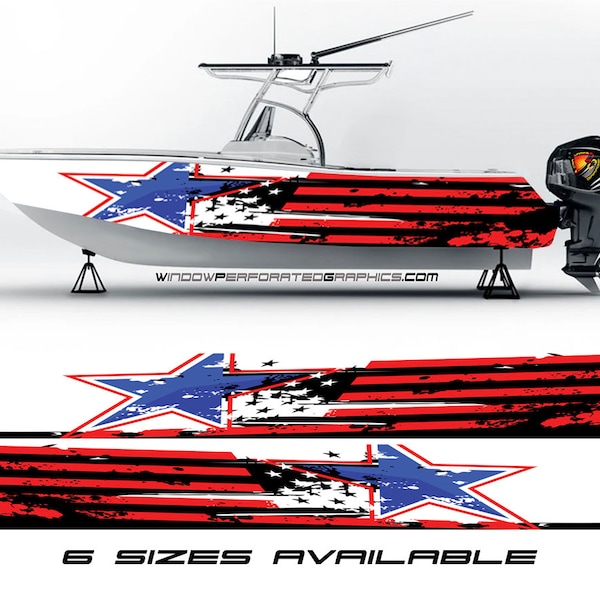 Pontoon Boat Wrap American Flag Etsy