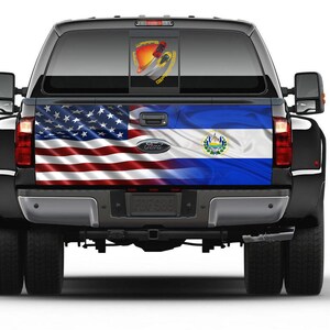 Amerikanische und El Salvador Flagge Tailgate Wrap Vinyl Grafik Aufkleber Aufkleber LKW Autos Camper