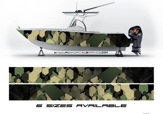 Camouflage Graphic Boat Vinyl Wrap Fishing Pontoon Sea Doo