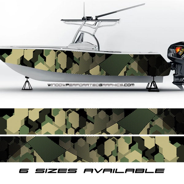 Camouflage Graphic Boat Vinyl Wrap Fishing Pontoon Sea Doo Watersports Chaparral  etc.. Boat Wrap Decal