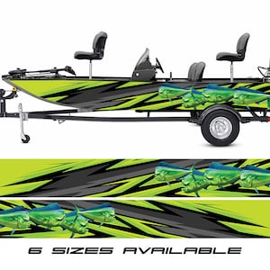 Yellow Lime  Graphic Mahi  Mahi  Boat Vinyl Wrap Decal Fishing  Pontoon Sea Doo Chaparral Water Sports Watercraft  etc.. Boat Wrap Decal