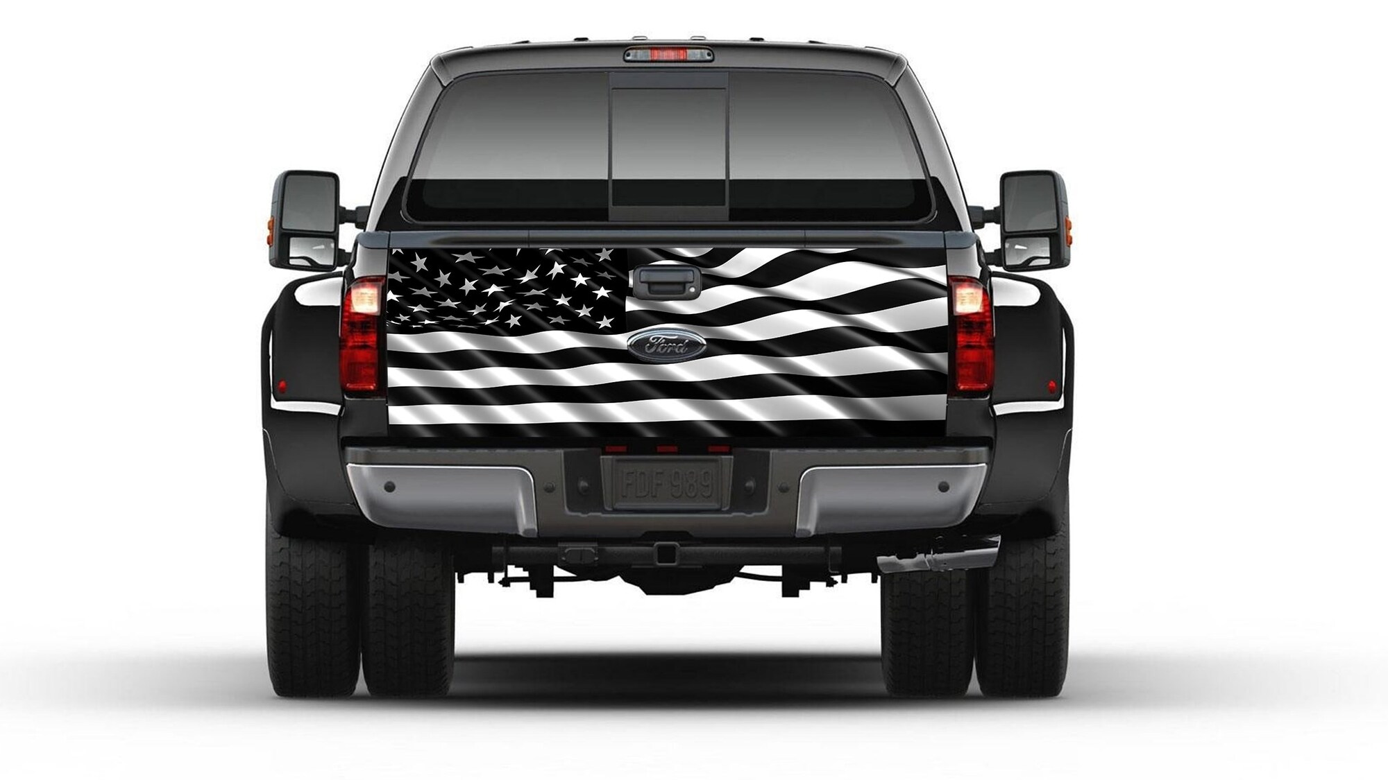 American Flag Black and White Tailgate Truck Bed Decal