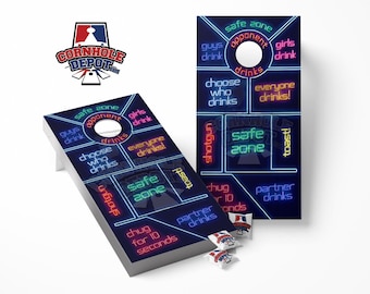 Juego de beber de neón para tablero de cornhole, vinilos, pegatinas laminadas, calcomanías