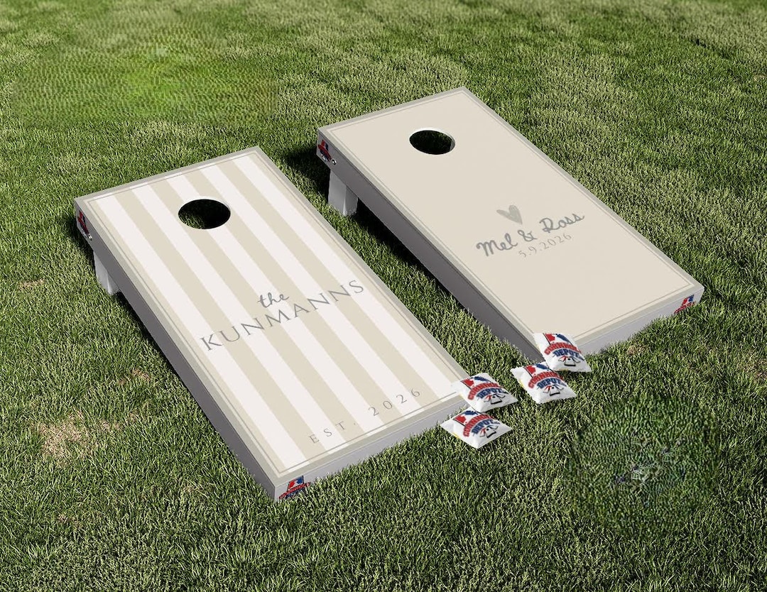 Custom Personalized Name Striped Cornhole Board Vinyl Wrap Laminated Sticker Decal Set Anniversary Wedding Gifts