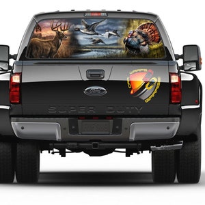 Deer Duck Turkey Hunting Fishing Rear Window Tint Perforated Vinyl Graphic Decal Sticker Cars Campers Trucks