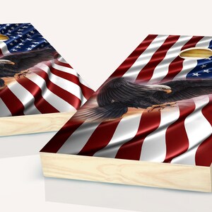 Cornhole American Flag Cornhole Board Vinyl Wraps Laminated Decal Sticker Set