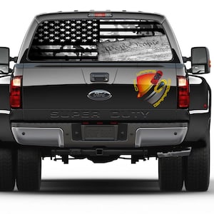 We The People American Flag Camo Black and White Patriotic Rear Window Perforated Graphic Decal Truck Cars