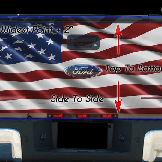 American Flag Black and White Tailgate Truck Bed Decal