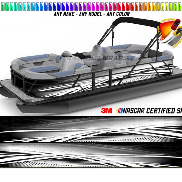 Black, Gray and White Lines Graphic Vinyl Boat Wrap Sea Doo Sportsman Chaparral Water Sports etc.. Boat Wrap Decal