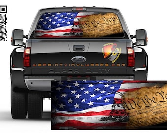 American Flag We The People Gadsden Color Patriotic Rear Window Perforated Graphic Decal Truck Cars Campers RV