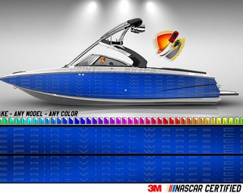 Autocollant graphique bleu en vinyle pour bateau, motif imprimé en aluminium, ponton de pêche, sports nautiques Sea Doo, etc.