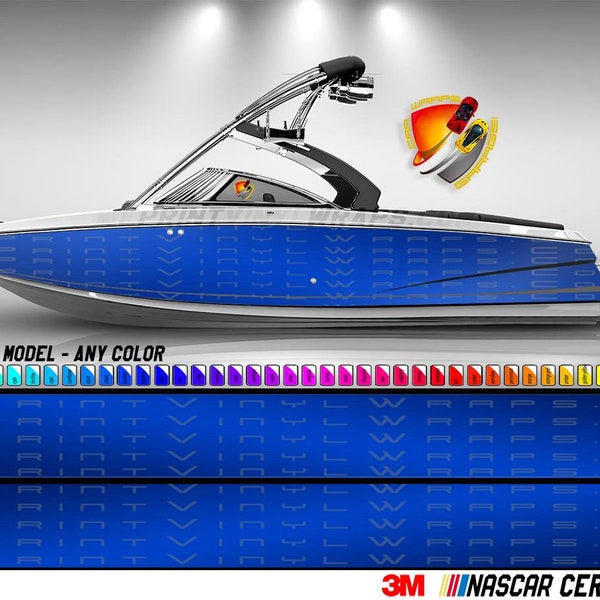 Blue Printed Brushed Aluminum Pattern Graphic Boat Vinyl Wrap Fishing Pontoon Sea Doo Water Sports Watercraft etc.. Boat Wrap Decal