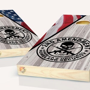 American Flag 2nd Amendment Cornhole Board Vinyl Wrap Laminated Sticker Set Decal
