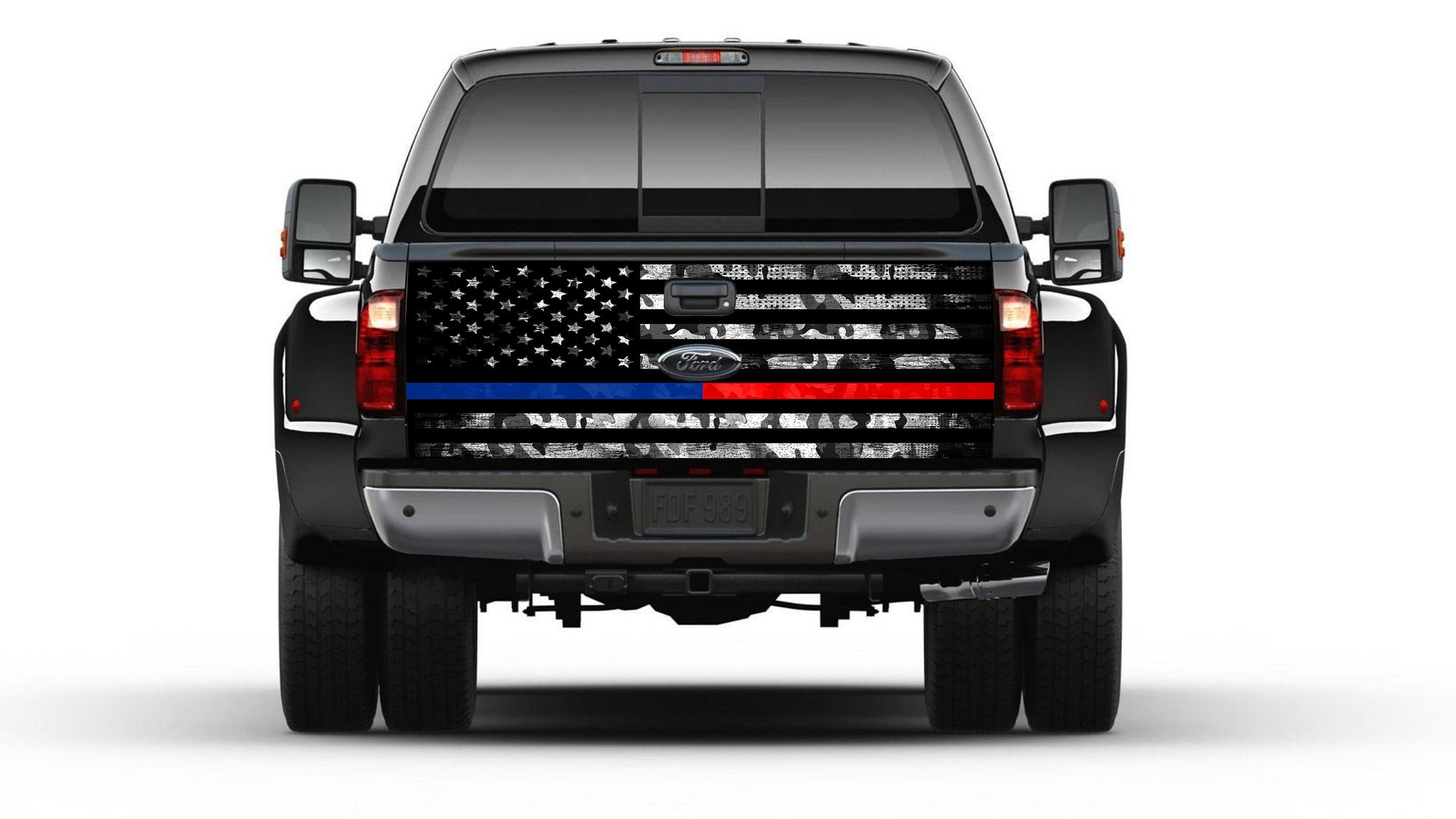 American Flag Camouflage Thin Blue & Red  Line Tailgate Truck Bed Decal
