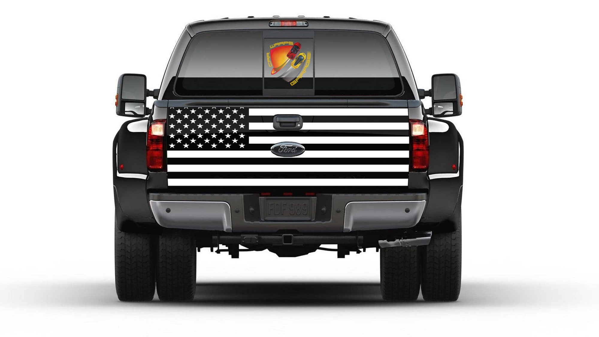 American Flag Black & White Tailgate Truck Bed Decal