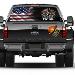American Flag Eagle and POW MIA Rear Window Perforated Graphic Decal Trucks Cars Campers