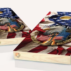 Cornhole American Flag Patriotic Board Vinyl Wrap Laminated Sticker Set Decal