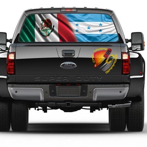Bandera de México y Honduras para ventana trasera, calcomanía perforada de vinilo, camiones, coches, campistas