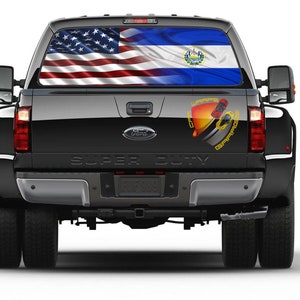 Amerikanische und El Salvador Flagge Heckscheibengrafik Perforierter Aufkleber Vinyl Pick Up Trucks Autos Camper