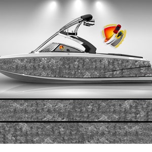 Gray Fish Scales  Graphic Vinyl Boat Wrap Decal Fishing Bass Pontoon Sportsman Console Bowriders Deck Boat Watercraft etc.. Boat Wrap Decal