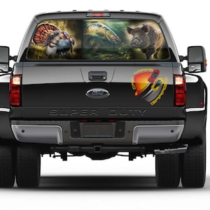 Hunting Turkey Seabass Boar Hog Rear Window Graphic Perforated Decal Vinyl Pickup Trucks Cars Campers
