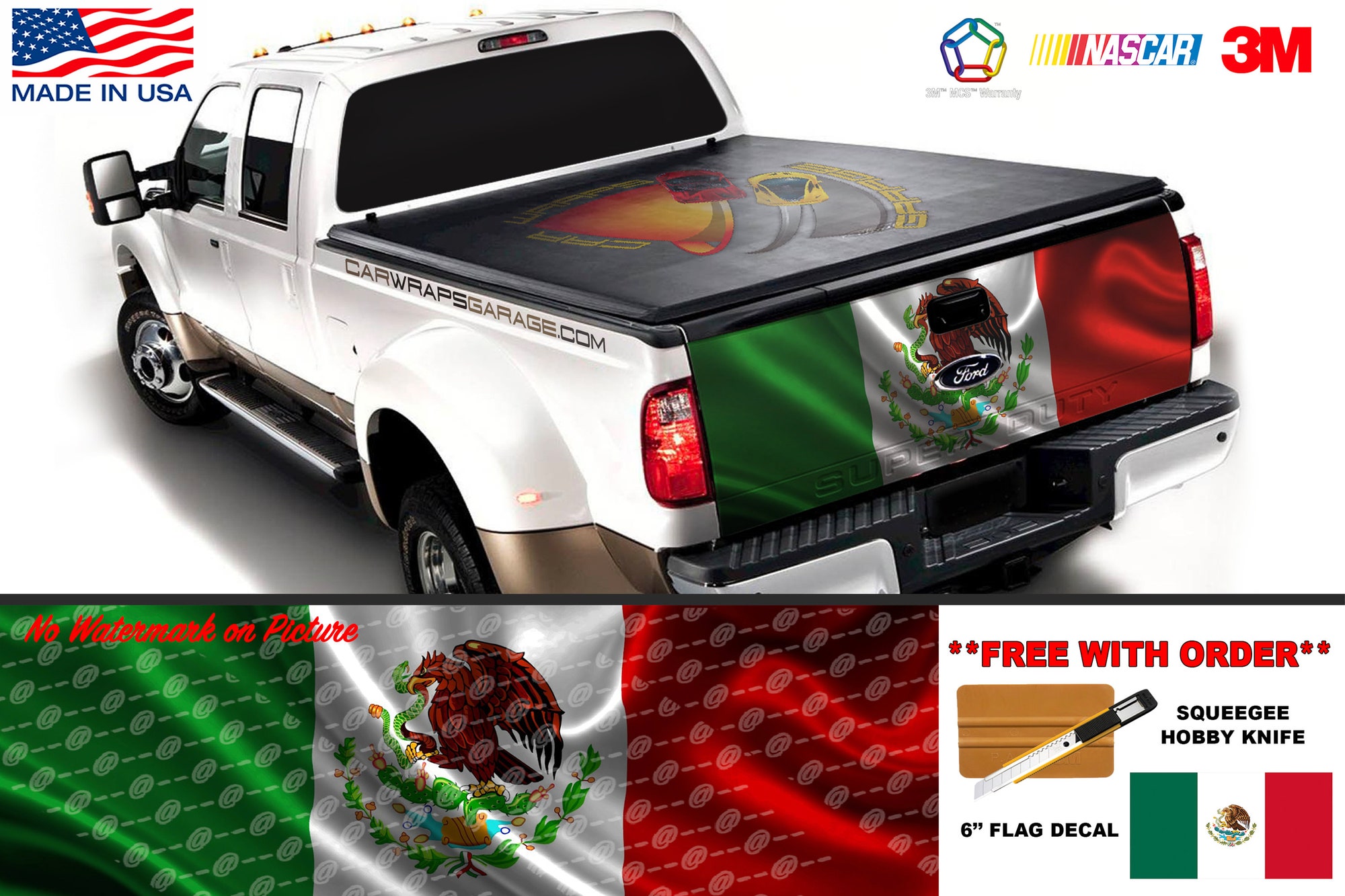 Mexican Flag Bandera de Mexico Tailgate Truck Bed Decal