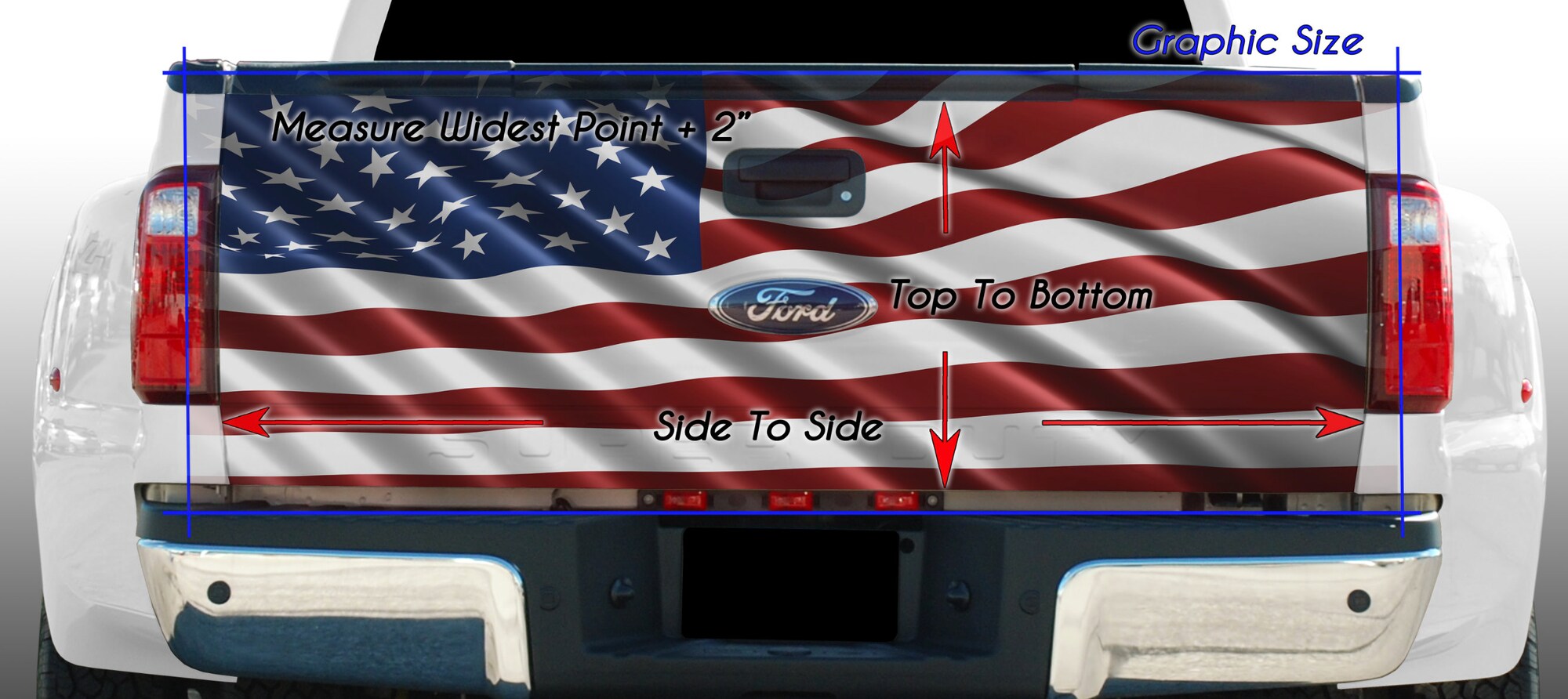 American Flag Eagle and POW MIA Tailgate Truck Bed Decal