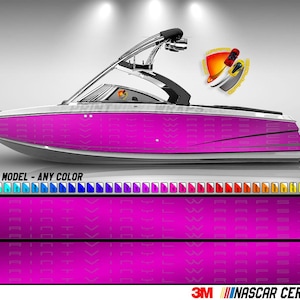 Pink Printed Brushed Aluminum Pattern Graphic Boat Vinyl Wrap Fishing Pontoon Sea Doo Water Sports Watercraft etc.. Boat Wrap Decal