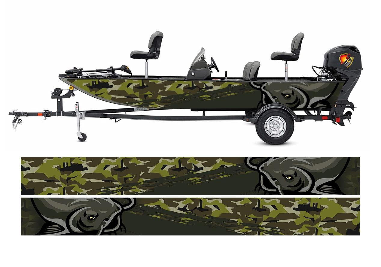 Camo Catfish Graphic Vinyl Boat Wrap Bass Fishing Pontoon Etsy