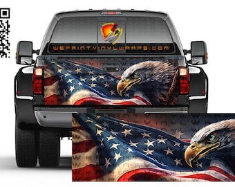 Adelaar Amerikaanse vlag patriottische achterklep wrap vinyl grafische sticker sticker Truck Campers RV