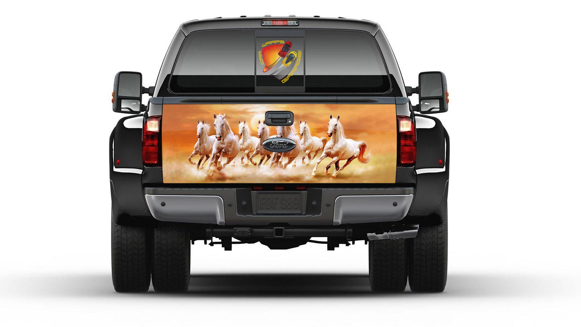 White Horses Running Tailgate Truck Bed Decal