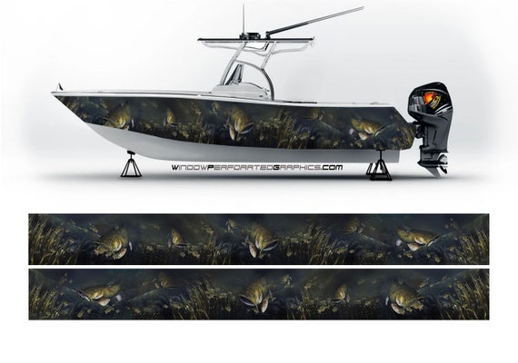 Catfish Shad Fishes Graphic Vinyl Boat Wrap Bass Fishing Pontoon