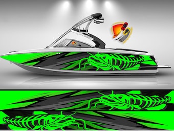 Catfish Green Lime Graphic Vinyl Boat Wrap Bass Fishing Pontoon Sportsman Chaparral Sea Doo Tritoon Wassersport usw. Boot Wrap Aufkleber