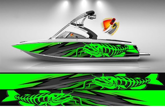 Catfish Green Lime Graphic Vinyl Boat Wrap Bass Fishing Pontoon Sportsman  Chaparral Sea Doo Tritoon Water Sports Etc.. Boat Wrap Decal 