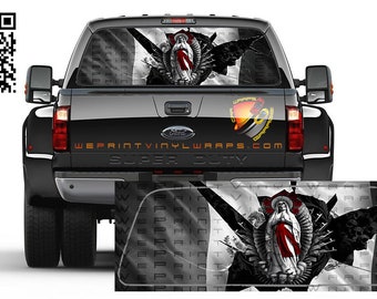 Mexicaanse vlag zwart-wit Santa Muerte Bandera de Mexico achterruit tint geperforeerde grafische sticker sticker vrachtwagens auto's campers