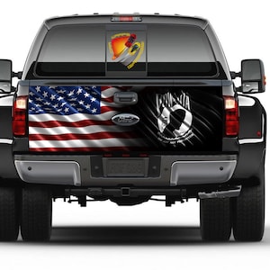 American Flag & POW MIA Tailgate Wrap Vinyl Graphic Decal Sticker Trucks Campers